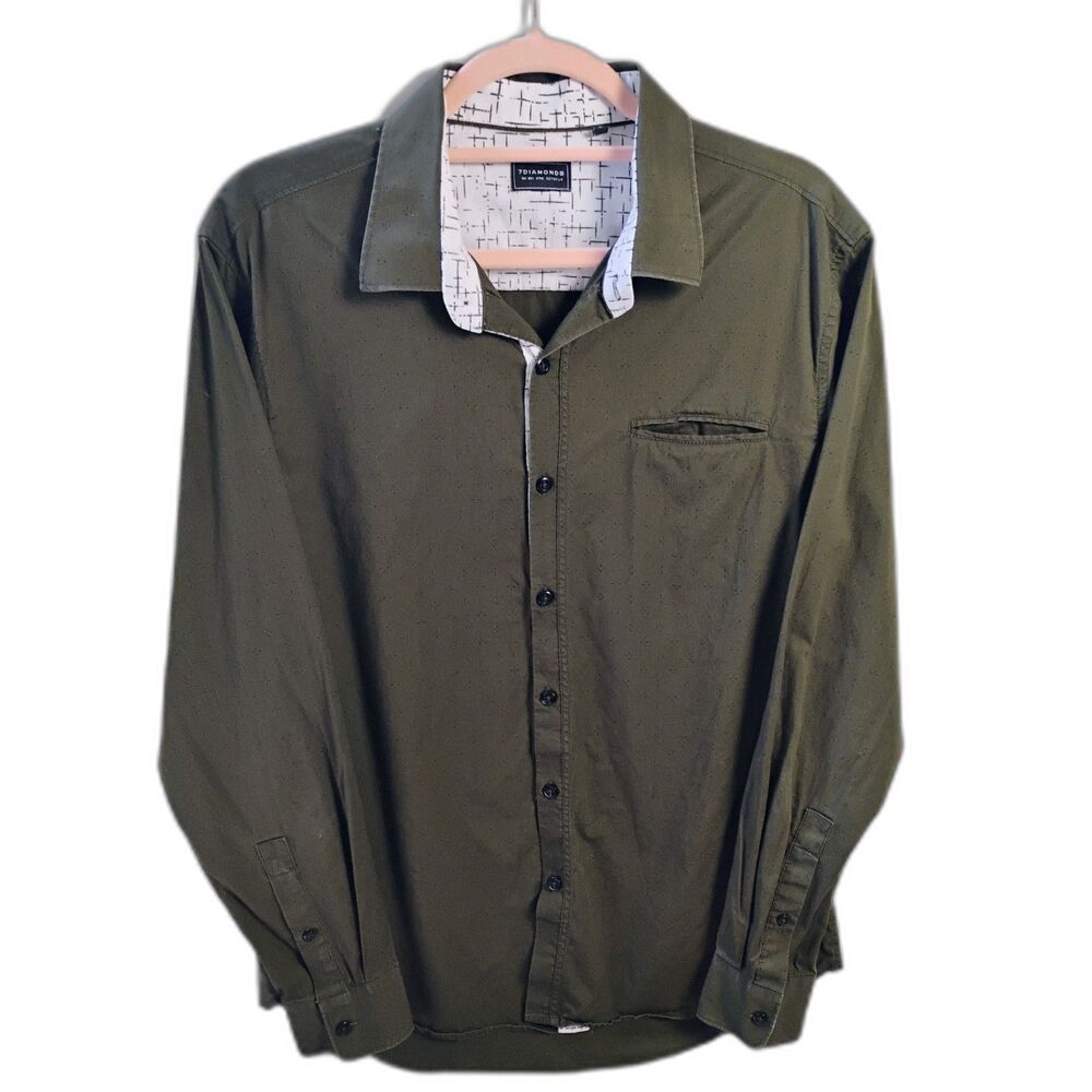 Men's 7 Diamonds Rock Candy Green Dress‎ Shirt - Size M - Modern Fit